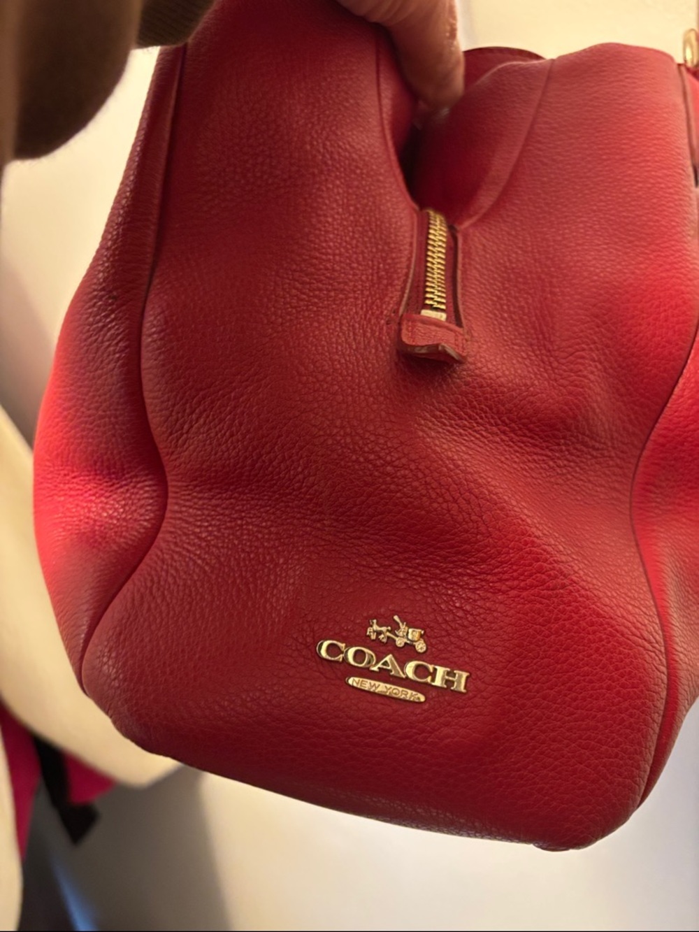 Coach Red tumbled Leather Madison Phoebe Shoulder Bag - Classic Women's Tote